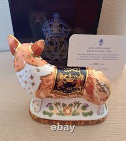 Royal Crown Derby Royal Windsor Corgi. Ltd Ed. Cert. Gold Stop. Box