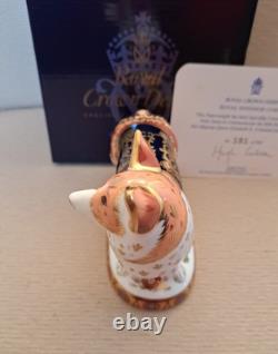 Royal Crown Derby Royal Windsor Corgi. Ltd Ed. Cert. Gold Stop. Box