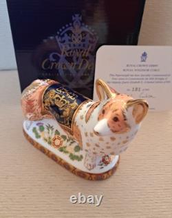 Royal Crown Derby Royal Windsor Corgi. Ltd Ed. Cert. Gold Stop. Box