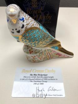 Royal Crown Derby SKY BLUE Budgerigar Limited Ed. 1000 Paperweight Boxed