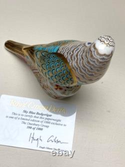 Royal Crown Derby SKY BLUE Budgerigar Limited Ed. 1000 Paperweight Boxed