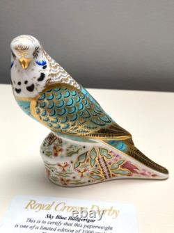 Royal Crown Derby SKY BLUE Budgerigar Limited Ed. 1000 Paperweight Boxed