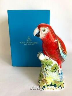 Royal Crown Derby Scarlet Macaw Parrot Paperweight Boxed Gold Stopper