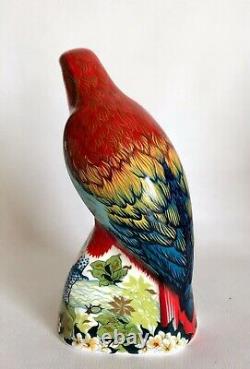 Royal Crown Derby Scarlet Macaw Parrot Paperweight Boxed Gold Stopper