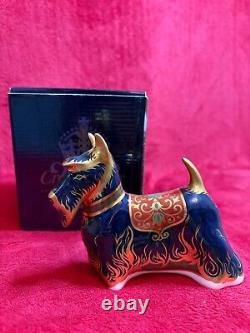 Royal Crown Derby Scottish Terrier 1st Quality & gold stopper BNIB