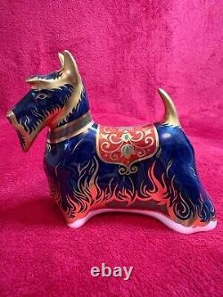 Royal Crown Derby Scottish Terrier 1st Quality & gold stopper BNIB