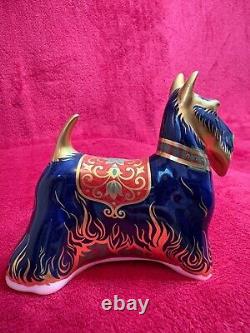 Royal Crown Derby Scottish Terrier 1st Quality & gold stopper BNIB