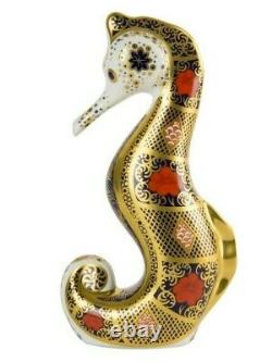 Royal Crown Derby Seahorse Old Imari Solid Gold Band Paperweight New'1st