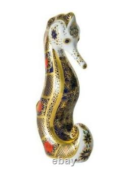 Royal Crown Derby Seahorse Old Imari Solid Gold Band Paperweight New'1st