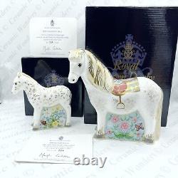 Royal Crown Derby'Shetland Pony & Shetland Pony Foal' Horse Paperweight Set