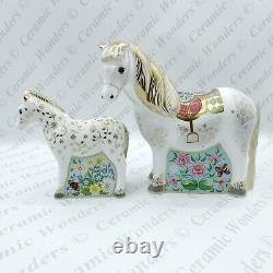 Royal Crown Derby'Shetland Pony & Shetland Pony Foal' Horse Paperweight Set