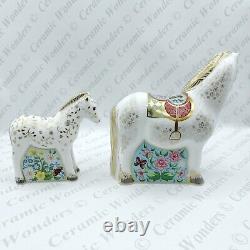 Royal Crown Derby'Shetland Pony & Shetland Pony Foal' Horse Paperweight Set