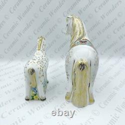 Royal Crown Derby'Shetland Pony & Shetland Pony Foal' Horse Paperweight Set