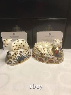 Royal Crown Derby Sinclairs Leopard Cub And Lion Cub. Matched Pair. Reduced