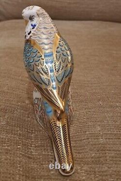 Royal Crown Derby Sky Blue Budgerigar Paperweight Gold Stop Ltd Ed Cert Box