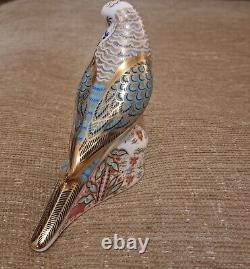 Royal Crown Derby Sky Blue Budgerigar Paperweight Gold Stop Ltd Ed Cert Box