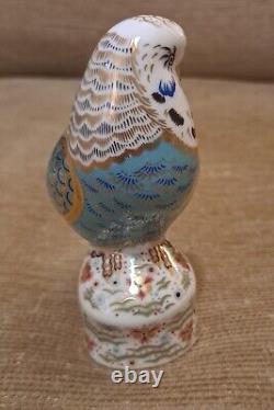 Royal Crown Derby Sky Blue Budgerigar Paperweight Gold Stop Ltd Ed Cert Box