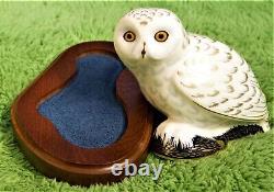 Royal Crown Derby Snowy Owl Paperweight Gold Stopper & With Very Rare Stand