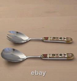 Royal Crown Derby Solid Gold Band Old Imari 1128 Salad Servers