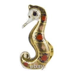 Royal Crown Derby Solid Gold Band Seahorse Paperweight