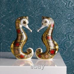 Royal Crown Derby Solid Gold Band Seahorse Paperweight