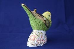 Royal Crown Derby Spangle Grey Green Budgerigar Paperweight New / Boxed