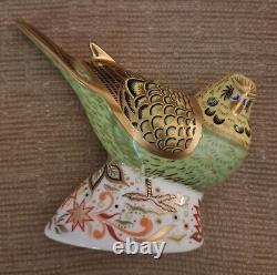 Royal Crown Derby Spangled Grey Green Budgerigar Paperweight Gold Stop Ltd Edt