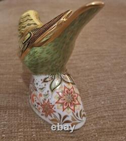 Royal Crown Derby Spangled Grey Green Budgerigar Paperweight Gold Stop Ltd Edt