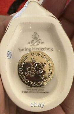 Royal Crown Derby Spring Hedgehog Paperweight With Gold Stopper