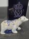 Royal Crown Derby Standing Polar Bear Cub Paperweight- Gold Stopper Original Box