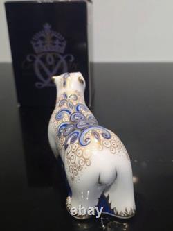 Royal Crown Derby Standing Polar Bear Cub Paperweight- Gold Stopper original box