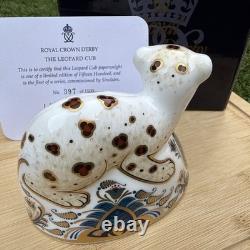 Royal Crown Derby The Leopard Cub Paperweight Gold