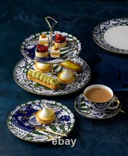 Royal Crown Derby Victoria's Garden Blue & Green Cake Stand (2 Tier) New'1st