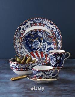 Royal Crown Derby Victoria's Garden Blue & Red Cake Stand 2 Tier New 1st Quality