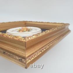 Royal Crown Derby Vintage Wall Plaque Autumn Floral Framed 3D Season Flowers Box
