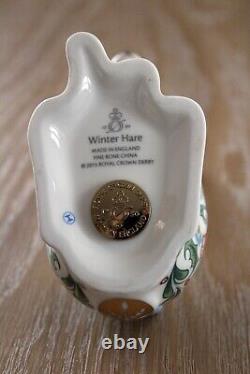 Royal Crown Derby WINTER HARE Paperweight Gold Stopper 1st Quality. Boxed