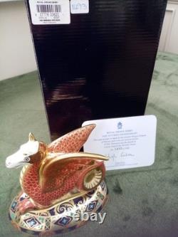 Royal Crown Derby Wessex Wyvern With Gold Stopper Certificate And Original Box