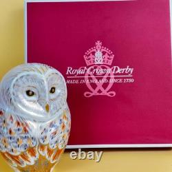 Royal Crown Derby White Owl Paperweight Bone Collectible New Rare