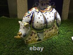 Royal Crown Derby White Rhino Paperweight Endangered Species Signed Ltd Edition