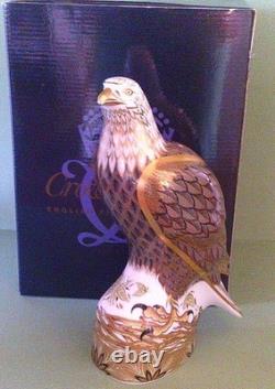 Royal Crown Derby White Tailed Sea Eagle Paperweight Gold Stopper Boxed