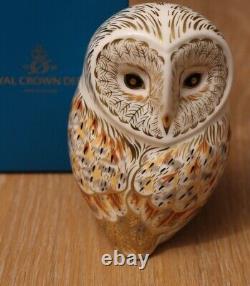 Royal Crown Derby Winter Owl Paperweight 1st Quality Boxed Gold Stopper