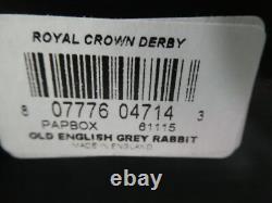 Royal Crown Derby paperweight Old English Rabbit, Grey 2008, gold stopper, boxed