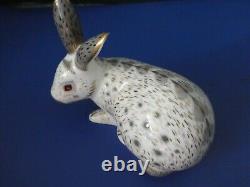Royal Crown Derby paperweight Old English Rabbit, Grey 2008, gold stopper, boxed