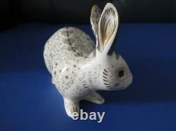Royal Crown Derby paperweight Old English Rabbit, Grey 2008, gold stopper, boxed