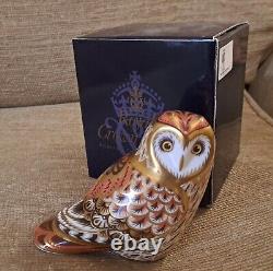 Royal Crown Derby paperweight Owl Collection. Limited Edition. Gold Stoppers Box