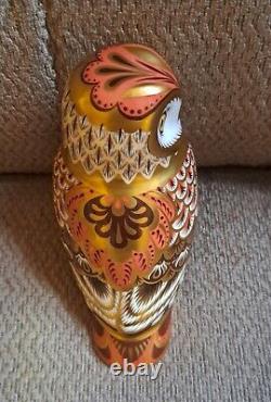 Royal Crown Derby paperweight Owl Collection. Limited Edition. Gold Stoppers Box