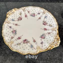 Royal Crown Derby, royal Antoinette scalloped edge Handled Round Cake Plate