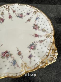 Royal Crown Derby, royal Antoinette scalloped edge Handled Round Cake Plate