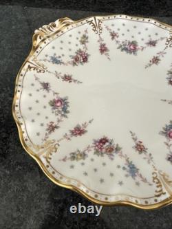 Royal Crown Derby, royal Antoinette scalloped edge Handled Round Cake Plate