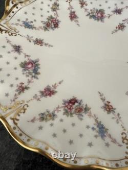 Royal Crown Derby, royal Antoinette scalloped edge Handled Round Cake Plate